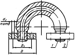 ГОСТ 22798-83 Сборочные единицы и детали трубопроводов. Колена двойные с фланцами на Ру св. 10 до 100 МПа (св. 100 до 1000 кгс/кв.см). Конструкция и размеры