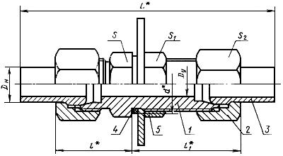 ГОСТ 24502-80 Соединения трубопроводов с шаровым ниппелем переборочные. Конструкция (с Изменением N 1)